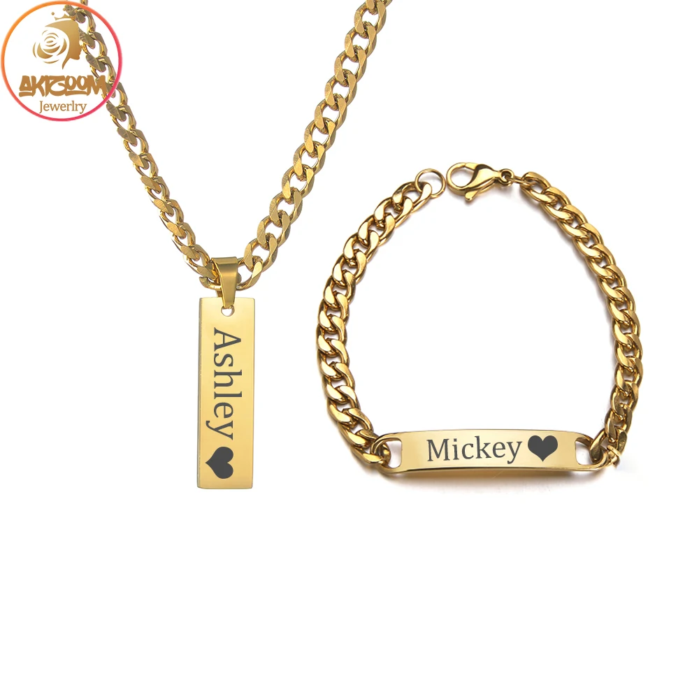 Akizoom гравировка имени панк ожерелье браслет кубинская цепь из нержавеющей стали комплект ювелирных изделий Толстая цепь для женщин мужчин подарок на день рождения
Akizoom гравировка имени панк ожерелье браслет кубинская цепь из нержавеющей стали комплект ювелирных изделий Толстая цепь для женщин мужчин подарок на день рождения