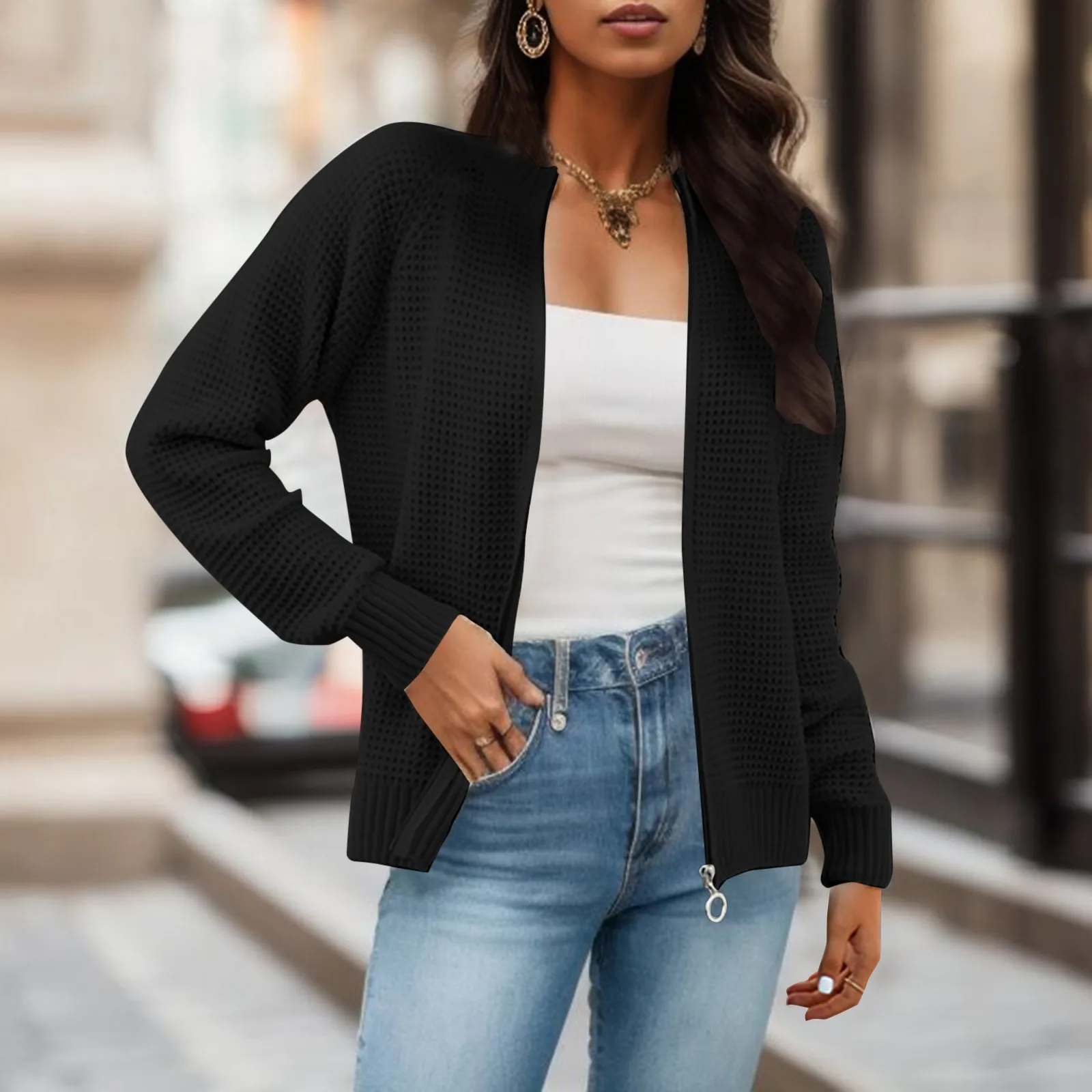 Autumn And Winter New Cardigan Sweaters Women's Solid Color Long Sleeve Zipper Round Neck Sweater Outerwear For Women
Autumn And Winter New Cardigan Sweaters Women's Solid Color Long Sleeve Zipper Round Neck Sweater Outerwear For Women