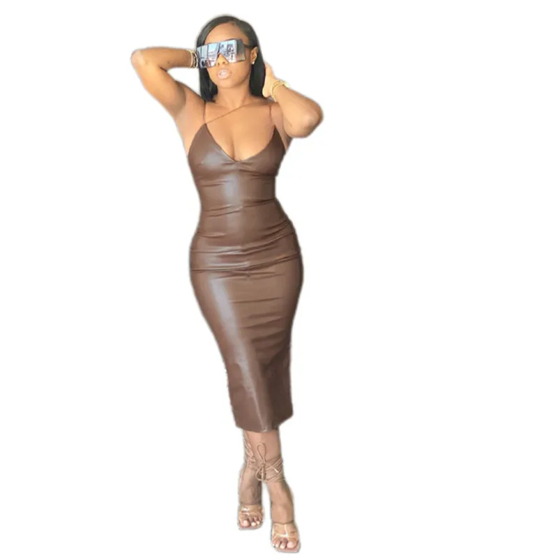 Backless Pu Leather Dresses Women Clothes Summer V-neck Sleeveless Dress Casual Sexy Hem Split Bodycon Dresses Vestido Feminino
Backless Pu Leather Dresses Women Clothes Summer V-neck Sleeveless Dress Casual Sexy Hem Split Bodycon Dresses Vestido Feminino