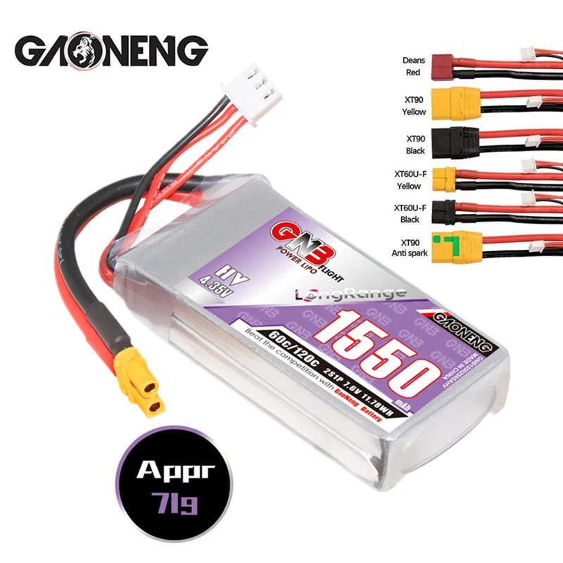 Original GNB 2S 7.6V 1550mAh Lipo Battery For RC Car Helicopter FPV Racing Drone Parts With XT30 XT60 Plug 7.6V Battery
Original GNB 2S 7.6V 1550mAh Lipo Battery For RC Car Helicopter FPV Racing Drone Parts With XT30 XT60 Plug 7.6V Battery