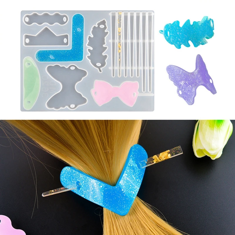 N1HE Silicone Resin Molds DIY Hair Pin Resin Casting Mold Set Jewelry Casting Mold Hair Clip Barrette Hairpins Making Craft
N1HE Silicone Resin Molds DIY Hair Pin Resin Casting Mold Set Jewelry Casting Mold Hair Clip Barrette Hairpins Making Craft