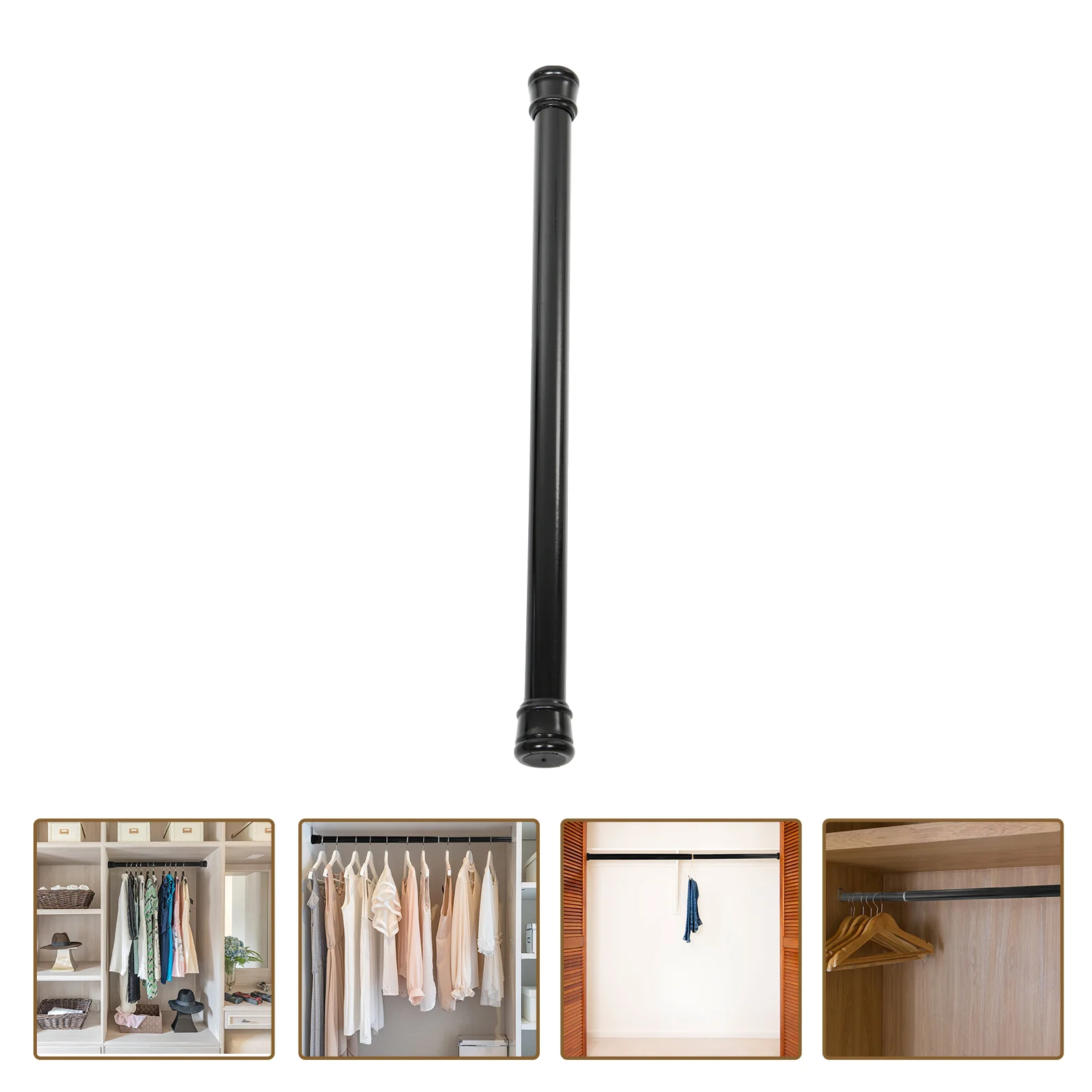 

Wardrobe Pole Adjustable Curtain Rod Brackets Drapery Rods Holders Black Out Bathroom Tension Window Hardware