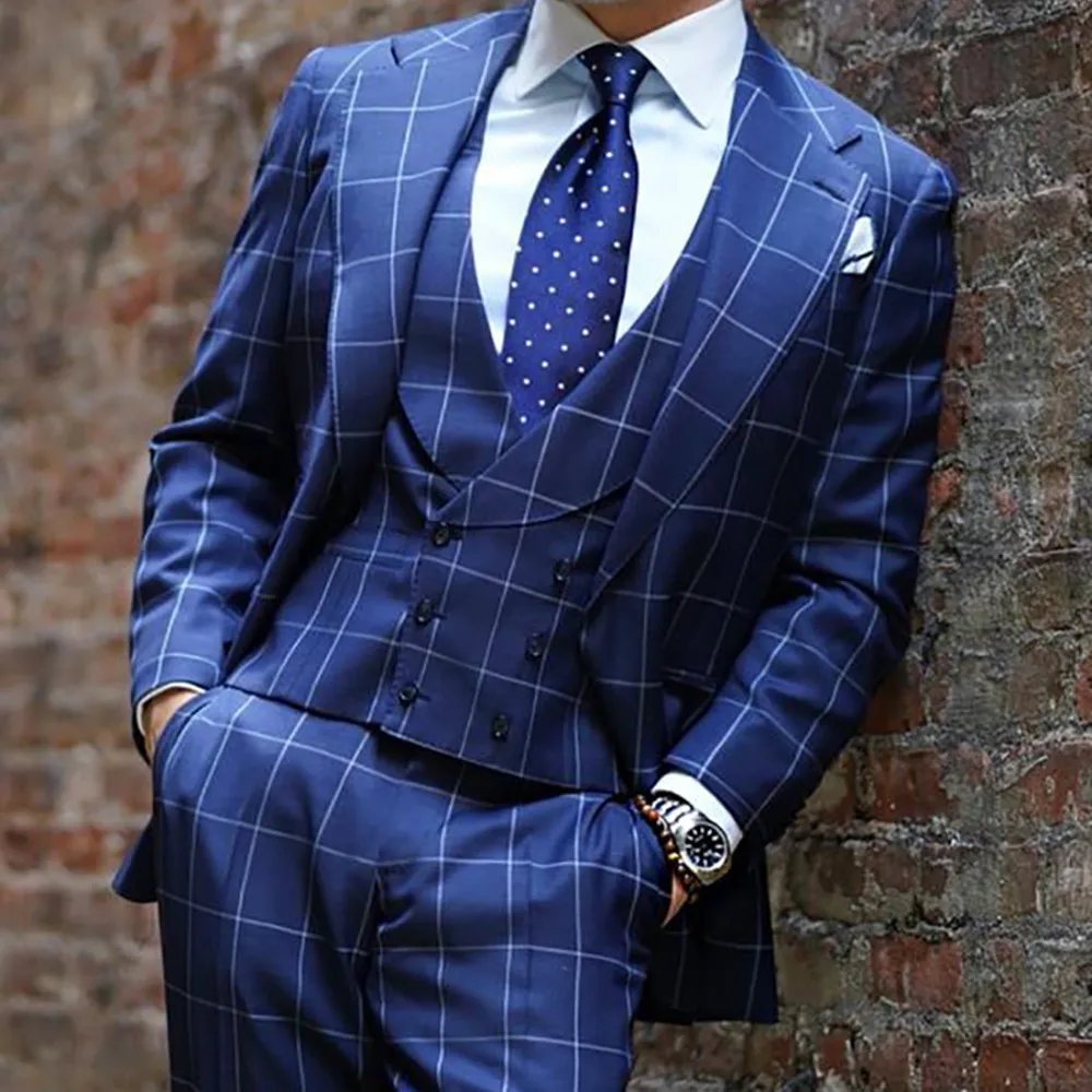 Royal Blue 3 Piece Men Suits British Plaid Casual Customized Fit Party Suits Handsome Formal Coat+Pant+Vest
Royal Blue 3 Piece Men Suits British Plaid Casual Customized Fit Party Suits Handsome Formal Coat+Pant+Vest