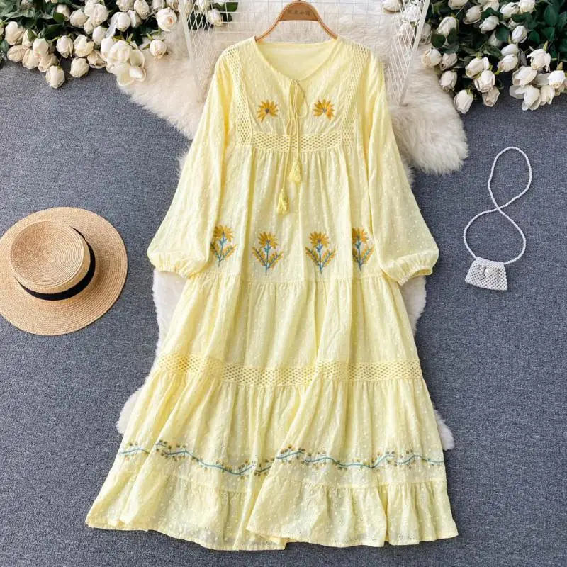 WEIHAOBANG 2022 Summer Women New Solid Color V-neck Long Sleeve Lace Up Loose High Waist Dress Casual Medium Length A-line Skirt
WEIHAOBANG 2022 Summer Women New Solid Color V-neck Long Sleeve Lace Up Loose High Waist Dress Casual Medium Length A-line Skirt