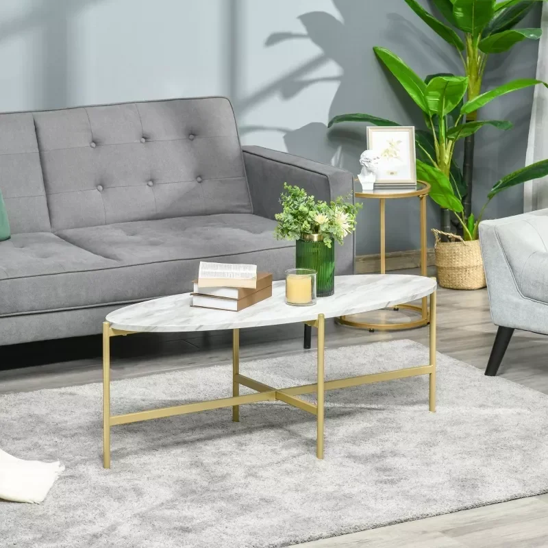 Oval coffee table Art deco style table gold metal leg whitemarble finish121 x 51 x 45 cm
Oval coffee table Art deco style table gold metal leg whitemarble finish121 x 51 x 45 cm