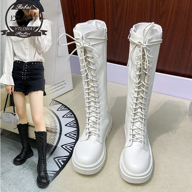 2022 New Winter Knight Boots Lace-up Side Zipper Knee-length Long Tube Flat Bottom Thick Bottom Black White Large Size 43
2022 New Winter Knight Boots Lace-up Side Zipper Knee-length Long Tube Flat Bottom Thick Bottom Black White Large Size 43