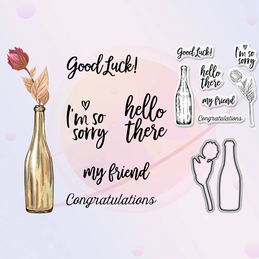 Home Desk Bottle Flowers Mini Cutting Dies And Clear Stamp Set DIY Scrapbooking Craft Decor Metal Dies Cut Stamps For Card Diary
Home Desk Bottle Flowers Mini Cutting Dies And Clear Stamp Set DIY Scrapbooking Craft Decor Metal Dies Cut Stamps For Card Diary