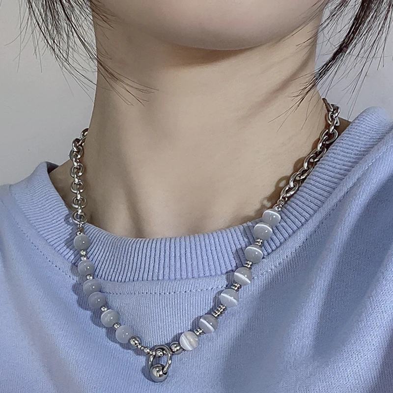 New Korean Fashion Unique Simulated Pearls Beaded Chain Choker For Women Kpop Titanium Steel Necklace Vintage Unisex Jewelry
New Korean Fashion Unique Simulated Pearls Beaded Chain Choker For Women Kpop Titanium Steel Necklace Vintage Unisex Jewelry