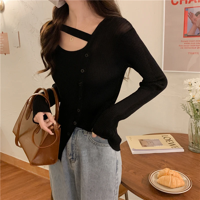 Neck Casual Summer Stylish Irregular Young Fashion Style Design Out Solid Women Hollow Thin Simple Korean Pullovers All-match
Neck Casual Summer Stylish Irregular Young Fashion Style Design Out Solid Women Hollow Thin Simple Korean Pullovers All-match