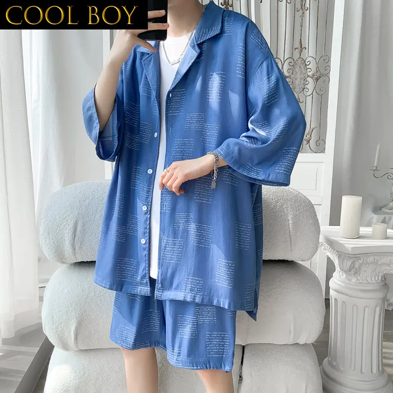J GIRLS 2022 Summer Design Men's Printing Sets Thin Short Sleeve Suit Jacket Drawstring Shorts Korean Fashion Oversize Set Man
J GIRLS 2022 Summer Design Men's Printing Sets Thin Short Sleeve Suit Jacket Drawstring Shorts Korean Fashion Oversize Set Man