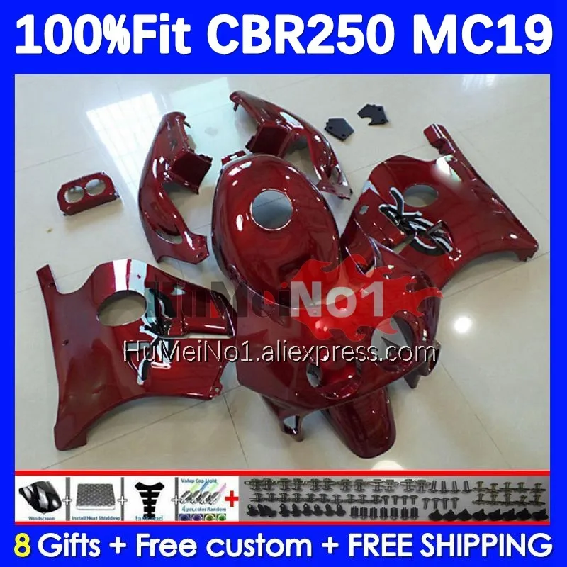 

Injection Body For HONDA CBR250RR CBR 250 RR MC19 134No.24 red wine blk CBR250 RR CBR 250RR 250R 88 89 1988 1989 OEM Fairing Kit