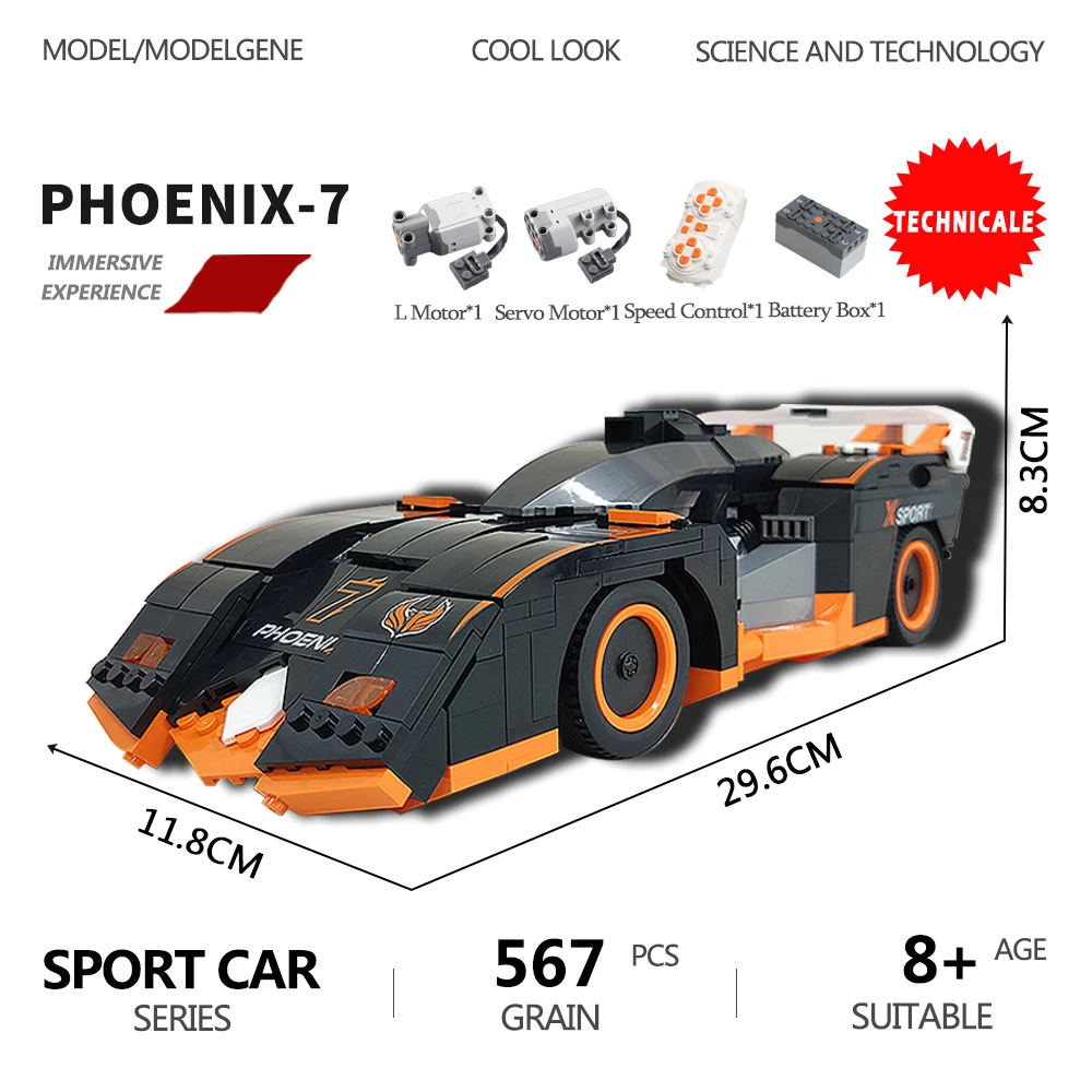 Гоночный автомобиль PHOENIX-7, модель технического строительного блока, высокотехнологичный спортивный автомобиль с дистанционным управление...
Гоночный автомобиль PHOENIX-7, модель технического строительного блока, высокотехнологичный спортивный автомобиль с дистанционным управление...