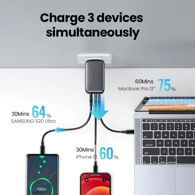 65W GaN Charger Quick Charge 4.0 3.0 Type C PD USB Charger for iPhone 12 13 Pro Max Fast Charger For Laptop PD Charger
65W GaN Charger Quick Charge 4.0 3.0 Type C PD USB Charger for iPhone 12 13 Pro Max Fast Charger For Laptop PD Charger