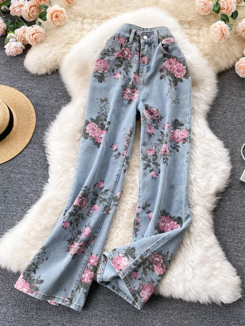 Flowers Print Jeans Women Vintage High Waist Denim Long Pants 2021 Fashion Autumn Casual Wide Leg Full Length Denim Trousers
Flowers Print Jeans Women Vintage High Waist Denim Long Pants 2021 Fashion Autumn Casual Wide Leg Full Length Denim Trousers