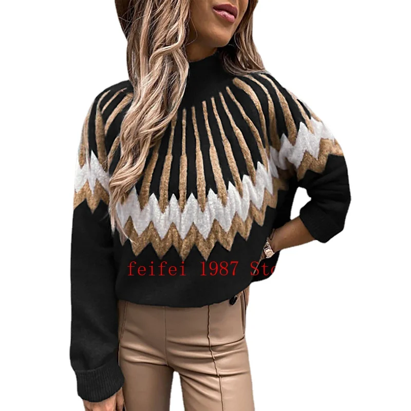 2022 Winter New European and American Women's Clothing Printing High-neck Long-sleeved Loose Casual Knitted Sweater
2022 Winter New European and American Women's Clothing Printing High-neck Long-sleeved Loose Casual Knitted Sweater