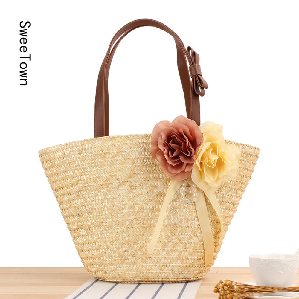 Sweetown Ladies Casual Tote Bag Fashion Women Straw Bag Woven Bag Summer Beach Rattan Shoulder Bag Casual Handbag And Purses
Sweetown Ladies Casual Tote Bag Fashion Women Straw Bag Woven Bag Summer Beach Rattan Shoulder Bag Casual Handbag And Purses