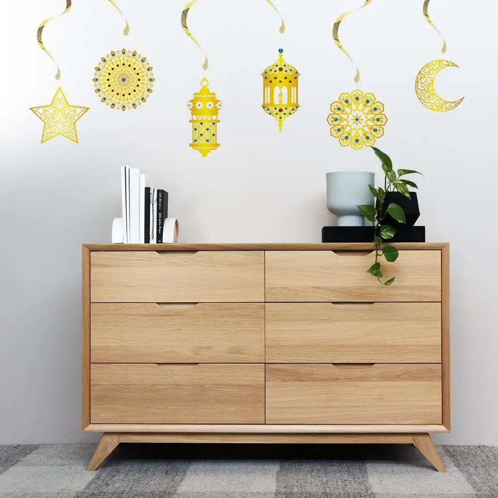 6pcs/set Mubarak Decoration Swirl Banner Star Moon Ceiling Decor Hanging Bunting Ramadans Islam Muslim Party Supplies
6pcs/set Mubarak Decoration Swirl Banner Star Moon Ceiling Decor Hanging Bunting Ramadans Islam Muslim Party Supplies