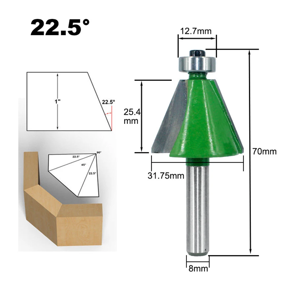 1 Set 8mm Shank Chamfer Router Bit Set 15 22.5 30 Degree Milling Cutter Woodorking Bit For Wood Power Tool Accessories
1 Set 8mm Shank Chamfer Router Bit Set 15 22.5 30 Degree Milling Cutter Woodorking Bit For Wood Power Tool Accessories
