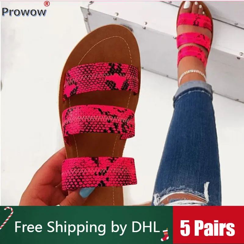 PROWOW Wholesale Women Slippers 2022 Summer Snake Print Slides One Words Flat Outdoor Beach Sandals Trendy House Shoes Bulk 7223
PROWOW Wholesale Women Slippers 2022 Summer Snake Print Slides One Words Flat Outdoor Beach Sandals Trendy House Shoes Bulk 7223