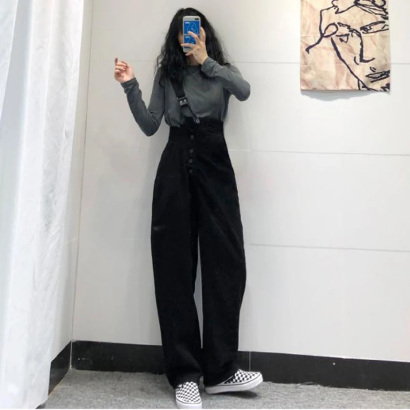 Straight Mopping Fall Korean Style Button One-shoulder Adjustable Wide Leg Trousers All-match Students Overalls Women Jumpsuits
Straight Mopping Fall Korean Style Button One-shoulder Adjustable Wide Leg Trousers All-match Students Overalls Women Jumpsuits