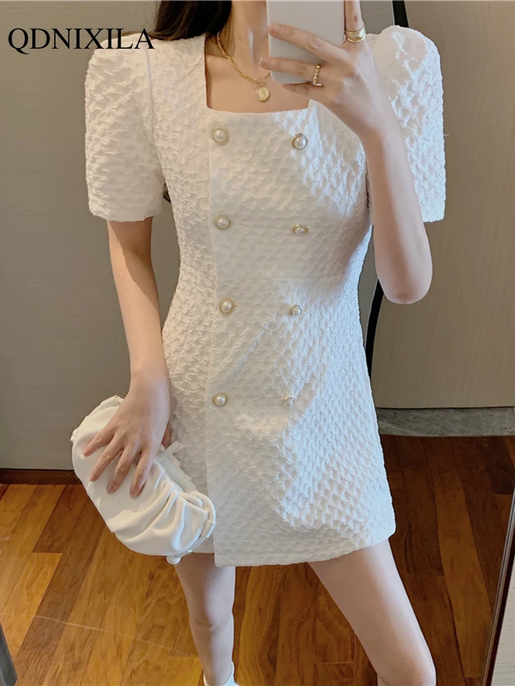 2022 Summer ElegantWomen's Dress Double Breasted Slim French Sweet Chic Fashion Lolita Puff Sleeve Midi Dresses White Black
2022 Summer ElegantWomen's Dress Double Breasted Slim French Sweet Chic Fashion Lolita Puff Sleeve Midi Dresses White Black