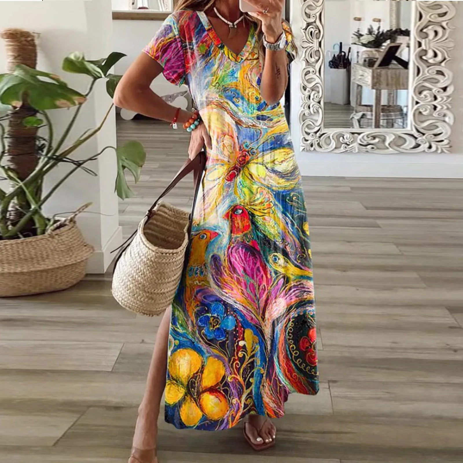 Black Dress for Women Womens Floral Summer Dress Wrap V Neck Short Sleeve A Line Maxi Dresses Pencil Dress for Women
Black Dress for Women Womens Floral Summer Dress Wrap V Neck Short Sleeve A Line Maxi Dresses Pencil Dress for Women