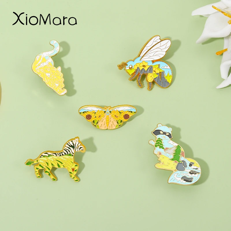 Wholesale Price Wild Animals Enamel Pins Custom Zebra Raccoon Leopard Bee Brooches Lapel Badges Natural Scenery Jewelry Gift 
Wholesale Price Wild Animals Enamel Pins Custom Zebra Raccoon Leopard Bee Brooches Lapel Badges Natural Scenery Jewelry Gift