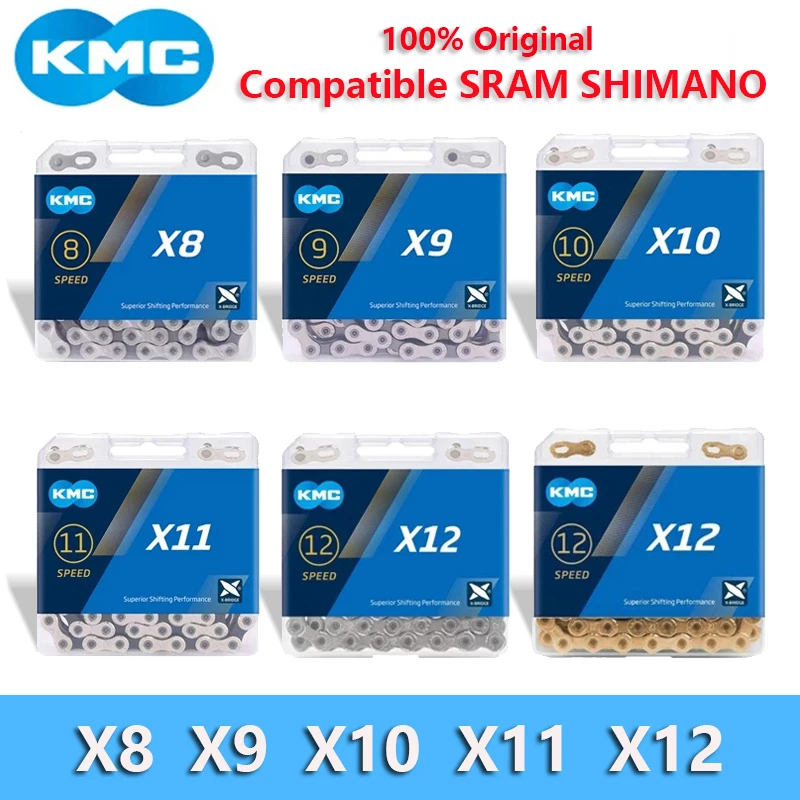 

KMC X8 X9 X10 X11 X12 Series Road MTB Bicycle Chain 8 9 10 11 12 Speed 116 118 126L Bike Chain with Quick-Link for SHIMANO SRAM