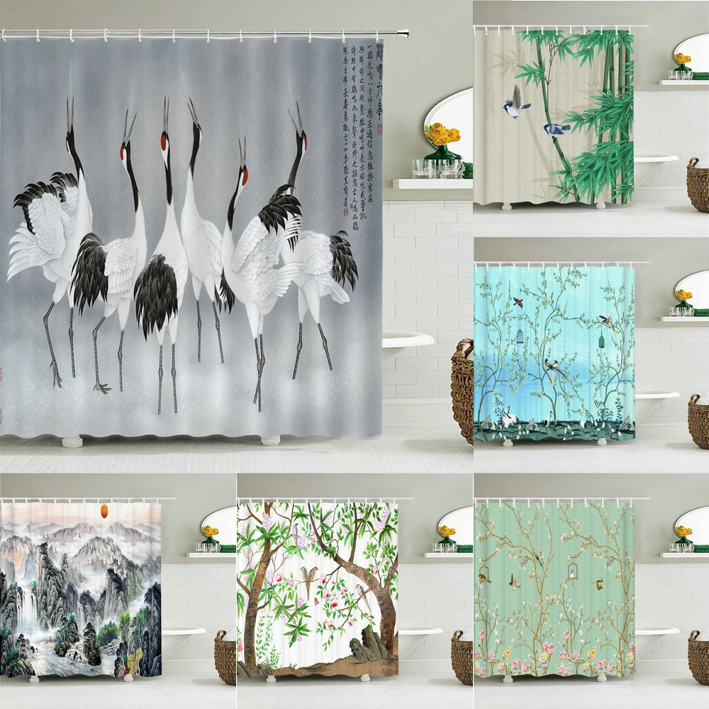 Waterproof Shower Curtains Ink painting Waterfall landscape Printed Bathroom Home Decor Bath Curtain Chinese style Birds Screen
Waterproof Shower Curtains Ink painting Waterfall landscape Printed Bathroom Home Decor Bath Curtain Chinese style Birds Screen