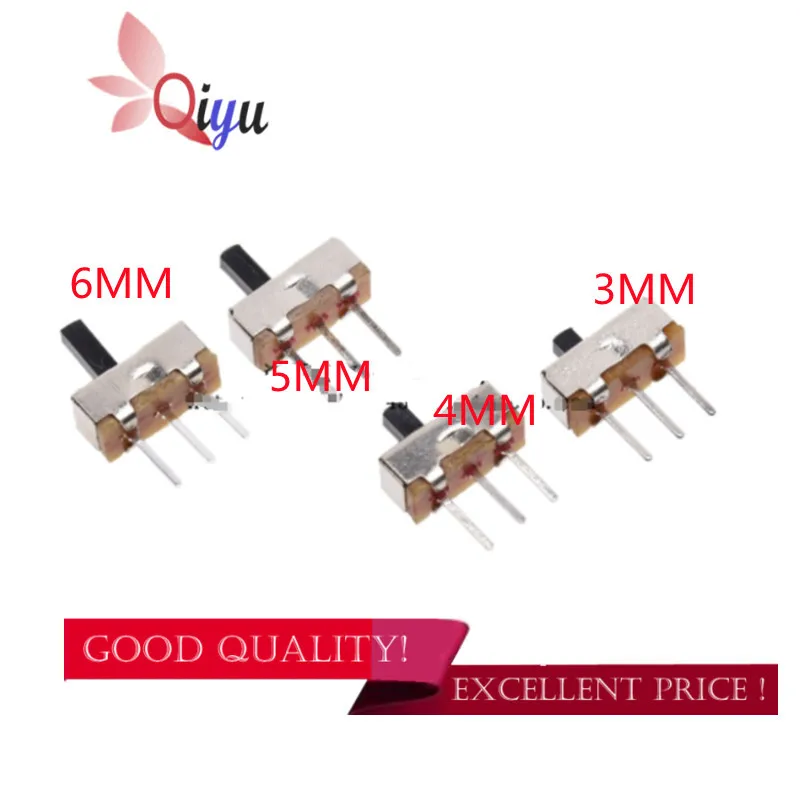 

20Pcs SS12D00 Interruptor on-off mini Slide Switch 3pin 1P2T 2 Position High quality toggle switch Handle length:3MM/4MM/5MM/6MM