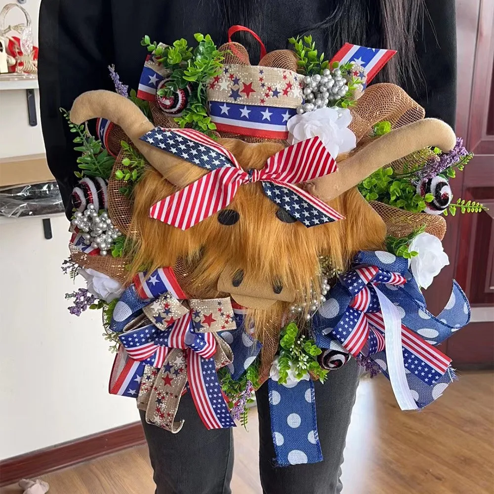 

Highlands Cow Wreath Fourth Of July Wreaths Patriotic American Wreaths Handmade Memorial Day Wreaths Holiday Wreaths Decorate