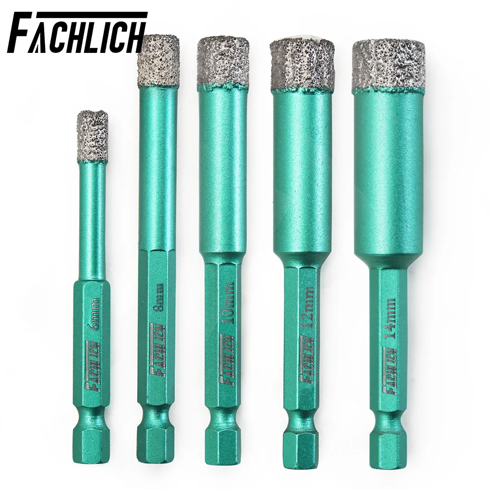 FACHLICH 5pcs/set Diamond Drill Core Bits Dry Drilling Granite Marble Tile Hand Tools Quick Fit Hex Shank Dia 6/8/10/12/14mm
FACHLICH 5pcs/set Diamond Drill Core Bits Dry Drilling Granite Marble Tile Hand Tools Quick Fit Hex Shank Dia 6/8/10/12/14mm