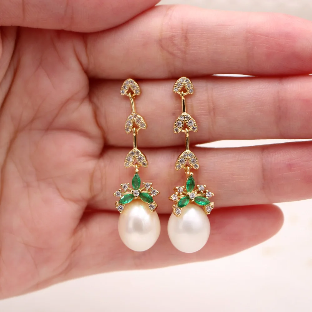 

1pair Women S925 Silver Pins Natural Freshwater Pearl Drops Design Simple Generous Stylish CZ Zirconia Earrings Post