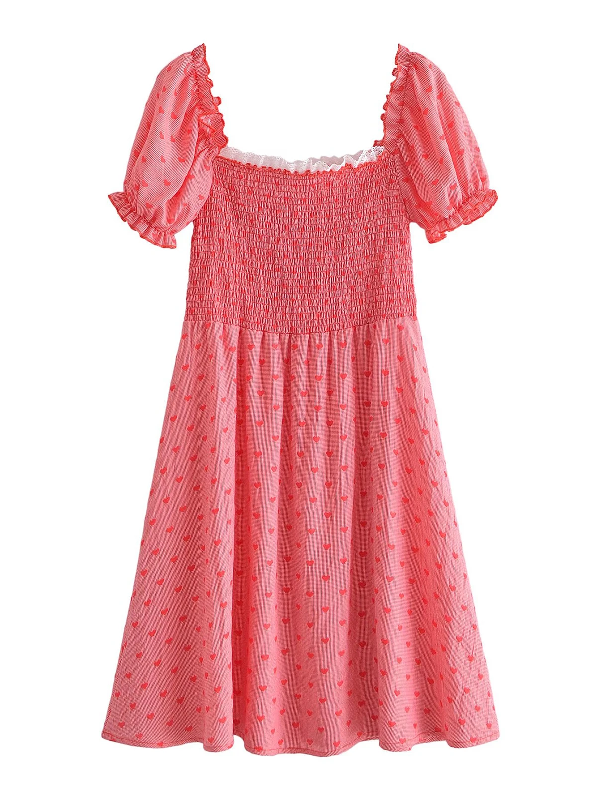 YENKYE 2022 Sweet Women Lace Trim Square Neck Heart-Pattern Embroidery Dress Vintage Puff Sleeve Ladies Summer Dress Short 
YENKYE 2022 Sweet Women Lace Trim Square Neck Heart-Pattern Embroidery Dress Vintage Puff Sleeve Ladies Summer Dress Short