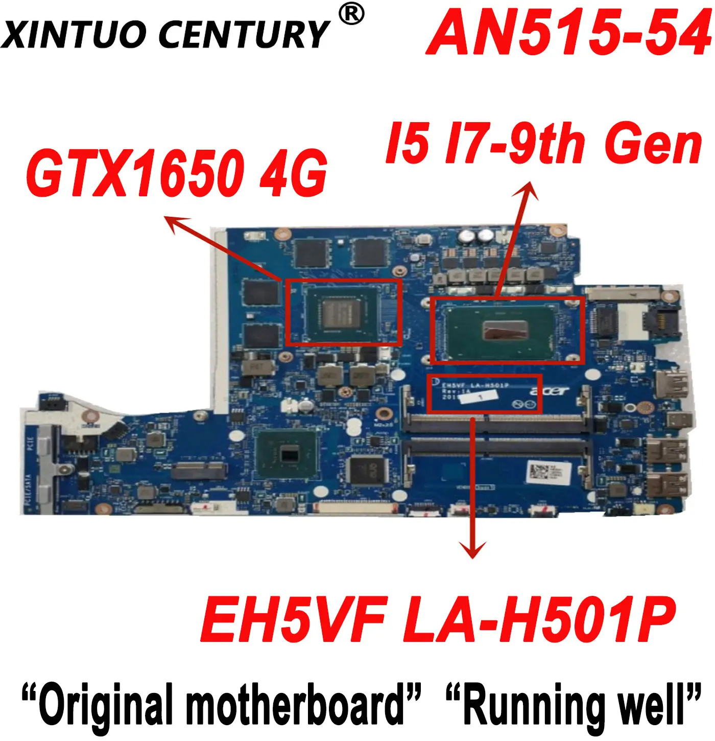 

EH5VF LA-H501P for Acer Nitro 5 AN515-54 AN715-51 A715-74G Laptop Motherboard with I5 I7-9th Gen CPU GTX1650 4G GPU DDR4 Tested