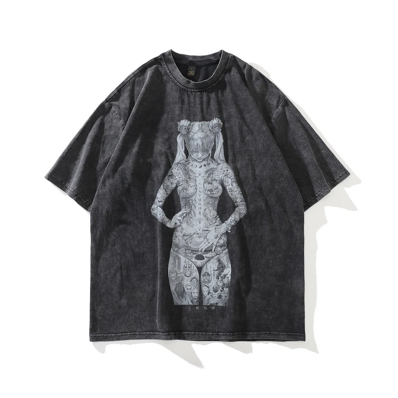 Men Washed T Shirt Tattoo Girl Hip Hop Streetwear Japanese Cartoon T-Shirt Vintage Top Cotton Short Sleeve Tshirt camiseta tee
Men Washed T Shirt Tattoo Girl Hip Hop Streetwear Japanese Cartoon T-Shirt Vintage Top Cotton Short Sleeve Tshirt camiseta tee