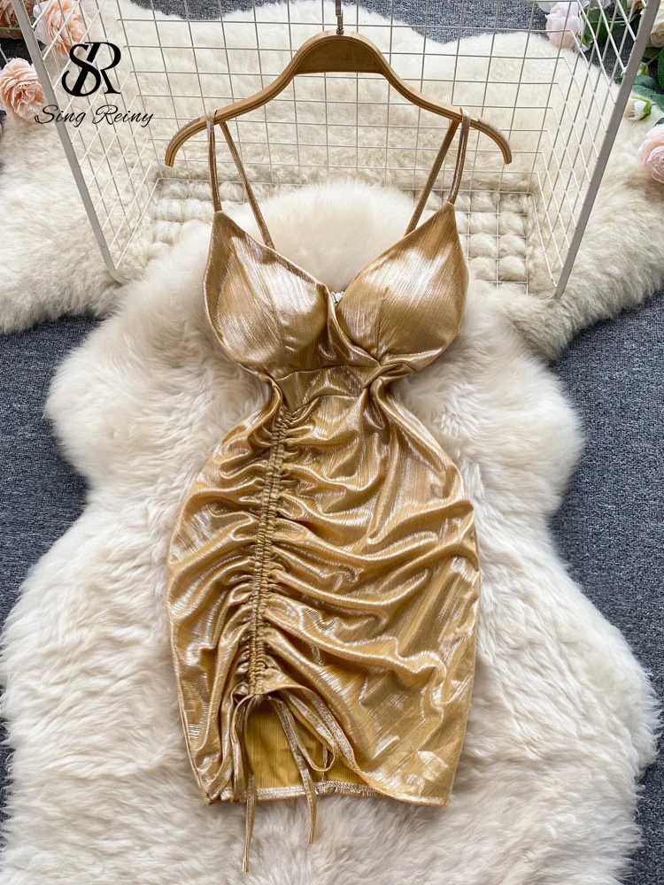 LIRUICHENG Summer Club Sexy Mini Dress Women V Neck Drawstring Design Sundress Laides Streetwear Shiny Sheath Strap Dress
LIRUICHENG Summer Club Sexy Mini Dress Women V Neck Drawstring Design Sundress Laides Streetwear Shiny Sheath Strap Dress