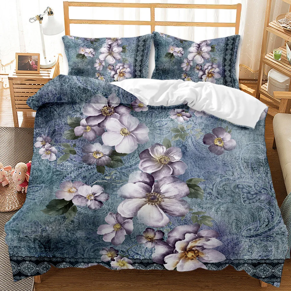 Floral Duvet Cover Set King/Queen Size,Light Purple European Style Flowers Branch Pattern Polyester Comforter Cover Denim Color
Floral Duvet Cover Set King/Queen Size,Light Purple European Style Flowers Branch Pattern Polyester Comforter Cover Denim Color