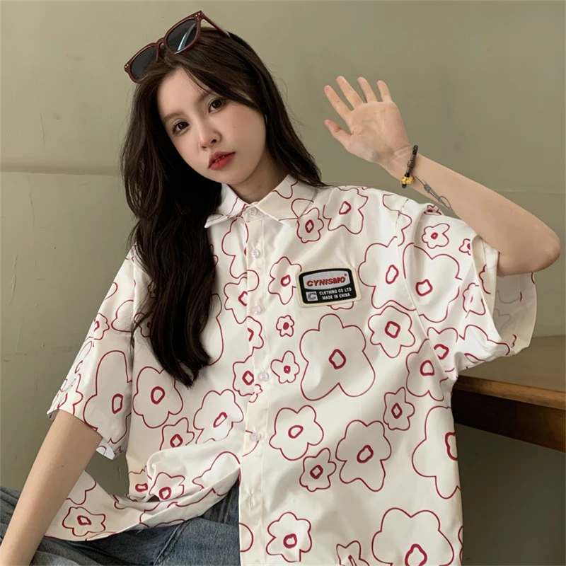 2022 Summer New Women's Polo Collar Shirt Niche Design Loose Pink Flower Short-Sleeved Shirt Top
2022 Summer New Women's Polo Collar Shirt Niche Design Loose Pink Flower Short-Sleeved Shirt Top