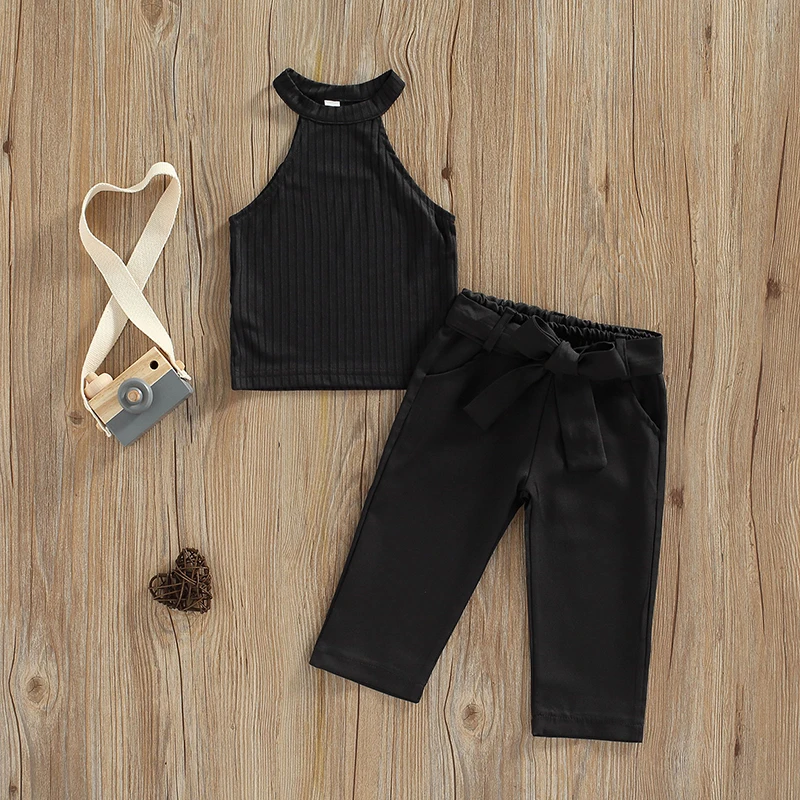 Женская летняя одежда От 1 до 6 лет, комплект из двух предметов, однотонные топы без рукавов в рубчик с ложным воротником, брюки с поясом и кар... 
Женская летняя одежда От 1 до 6 лет, комплект из двух предметов, однотонные топы без рукавов в рубчик с ложным воротником, брюки с поясом и кар...