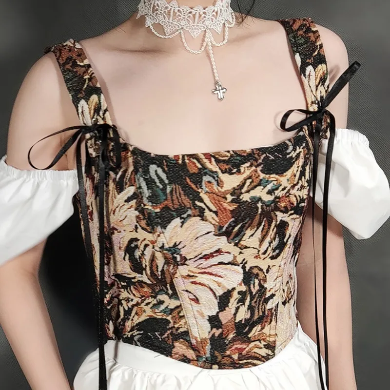 Elegant Sexy Floral Bodycon Camis Overbust Corset Top Women Vintage Fairycore Lace Up Embroidery Slim Sleeveless Crop Top
Elegant Sexy Floral Bodycon Camis Overbust Corset Top Women Vintage Fairycore Lace Up Embroidery Slim Sleeveless Crop Top
