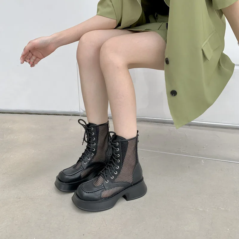 Ladies Ankle Boots Women Mesh Black Lace Up New Rock Shoes Summer Breathable Platform Boots Gothic Bottines Femme
Ladies Ankle Boots Women Mesh Black Lace Up New Rock Shoes Summer Breathable Platform Boots Gothic Bottines Femme