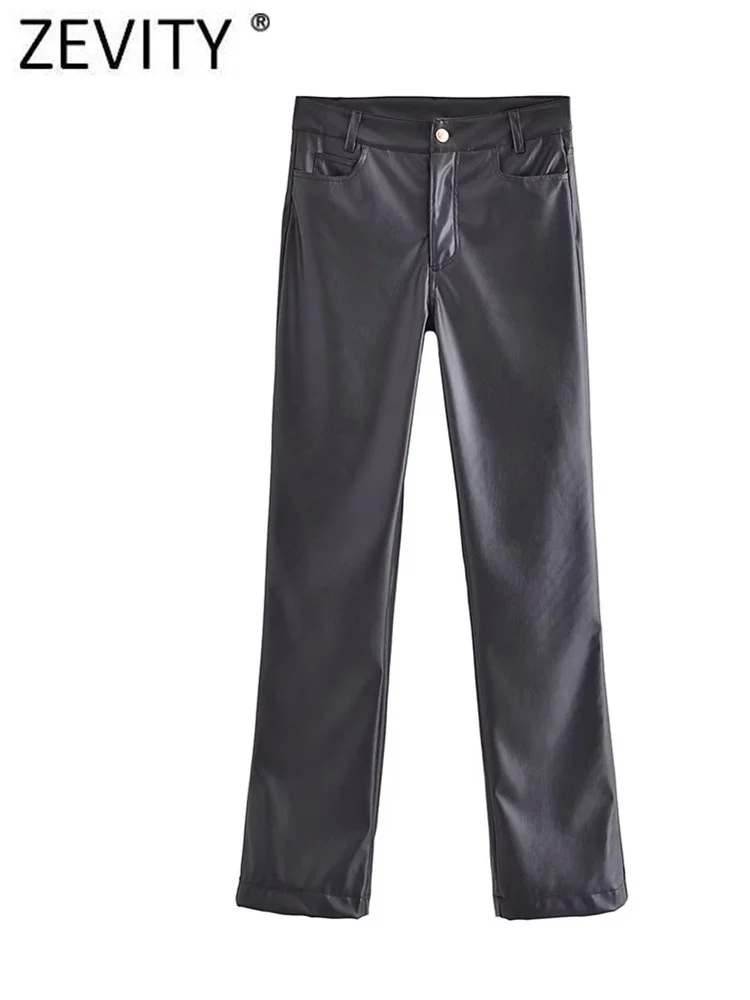 Zevity Women Fashion Pockets Patch Black PU Leather Straight Pants Office Lady Zipper Fly Casual Slim Long Trousers Mujer P2822
Zevity Women Fashion Pockets Patch Black PU Leather Straight Pants Office Lady Zipper Fly Casual Slim Long Trousers Mujer P2822