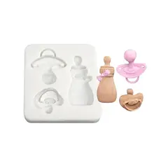 Baby Shower Themed Fondant Silicone Mold Baby Bottle Nipple Baking Mold Chocolate Cake Baking Mold for Birthday Party