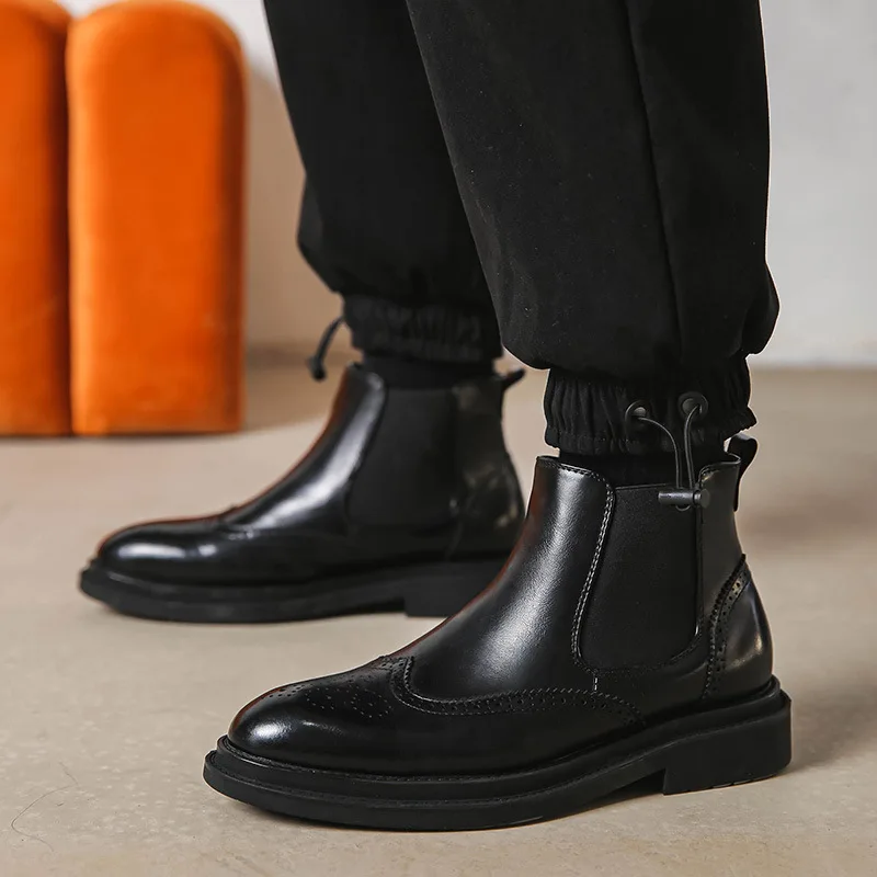Korean style mens leisure chelsea boots black soft leather brogue shoes carving bullock ankle boot spring autumn cowboy botas
Korean style mens leisure chelsea boots black soft leather brogue shoes carving bullock ankle boot spring autumn cowboy botas