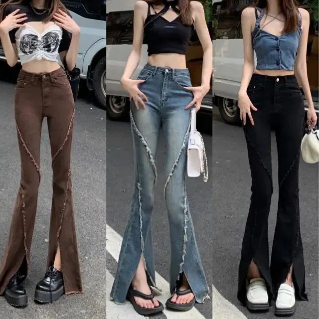 Slit Raw Edge Strappy Flared High Waist Jeans Retro High Street Fashion Wide Leg Pants Hot Girl Casual Simple Trousers
Slit Raw Edge Strappy Flared High Waist Jeans Retro High Street Fashion Wide Leg Pants Hot Girl Casual Simple Trousers