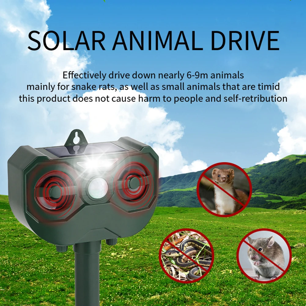 Solar Animal Insect Repellr Motion Sensor Ultrasonic Rechargeable Multifunctional Fox Dog Insect For Garden Pest Control
Solar Animal Insect Repellr Motion Sensor Ultrasonic Rechargeable Multifunctional Fox Dog Insect For Garden Pest Control