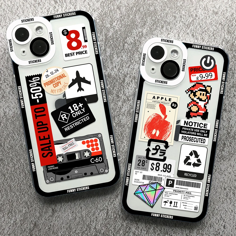 Funny Stickers Phone Case For iPhone 14 13 12 11 Pro Max Mini XS X XR SE 7 8 Plus Transparent Soft Cover 
Funny Stickers Phone Case For iPhone 14 13 12 11 Pro Max Mini XS X XR SE 7 8 Plus Transparent Soft Cover