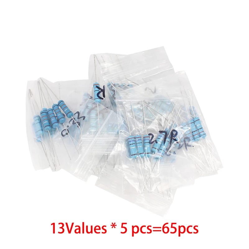65PCS 13 Values 2W Set of Resistors 1% Metal Film Resistor Kit, 0.33~8.2 ohm Color Ring Resistance Electronic Components pack
65PCS 13 Values 2W Set of Resistors 1% Metal Film Resistor Kit, 0.33~8.2 ohm Color Ring Resistance Electronic Components pack
