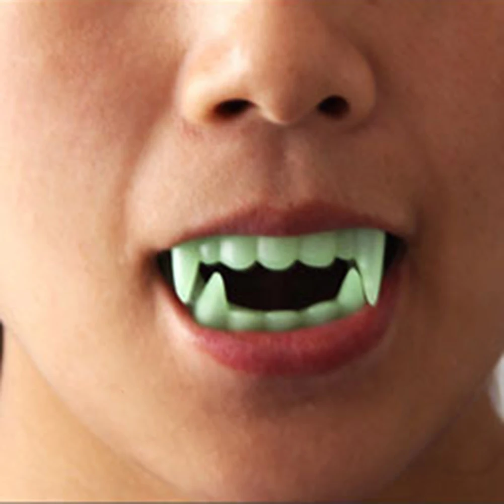 

5Pcs Vampire Fake Teeth Glow Luminous Dentures Light Up Mouth Braces Werewolf Zombie Fangs Halloween Party Makeup Cosplay Prop